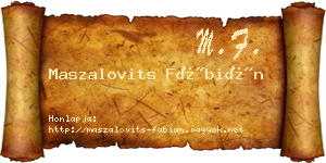 Maszalovits Fábián névjegykártya